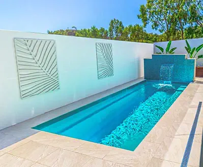 Aquamarine pool color for Leisure Pools fiberglass swimming pools
