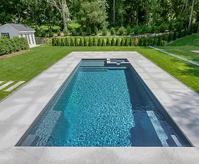 Graphite grey pool color for Leisure Pools fiberglass swimming pools