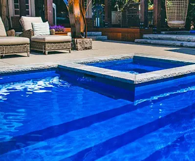 Sapphire blue pool color for Leisure Pools fiberglass swimming pools
