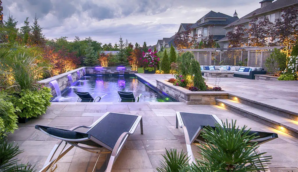 The Pinnacle swimming pool design by Leisure Pools: shown in graphite grey color