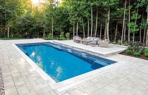 Leisure Pools Supreme fiberglass swimming pool available in Western Canada