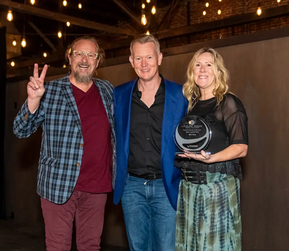 Blue Orca Pools receiving Dealer of the Year award 2023